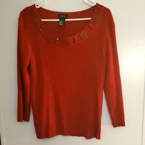 Women's Coral Color Sweater with Button Accents